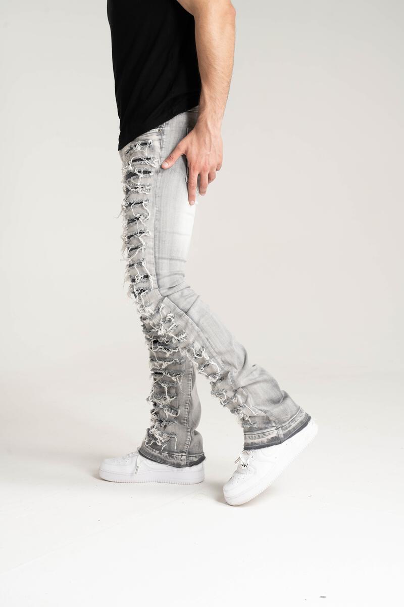 Gray on Gray Stacked Jeans