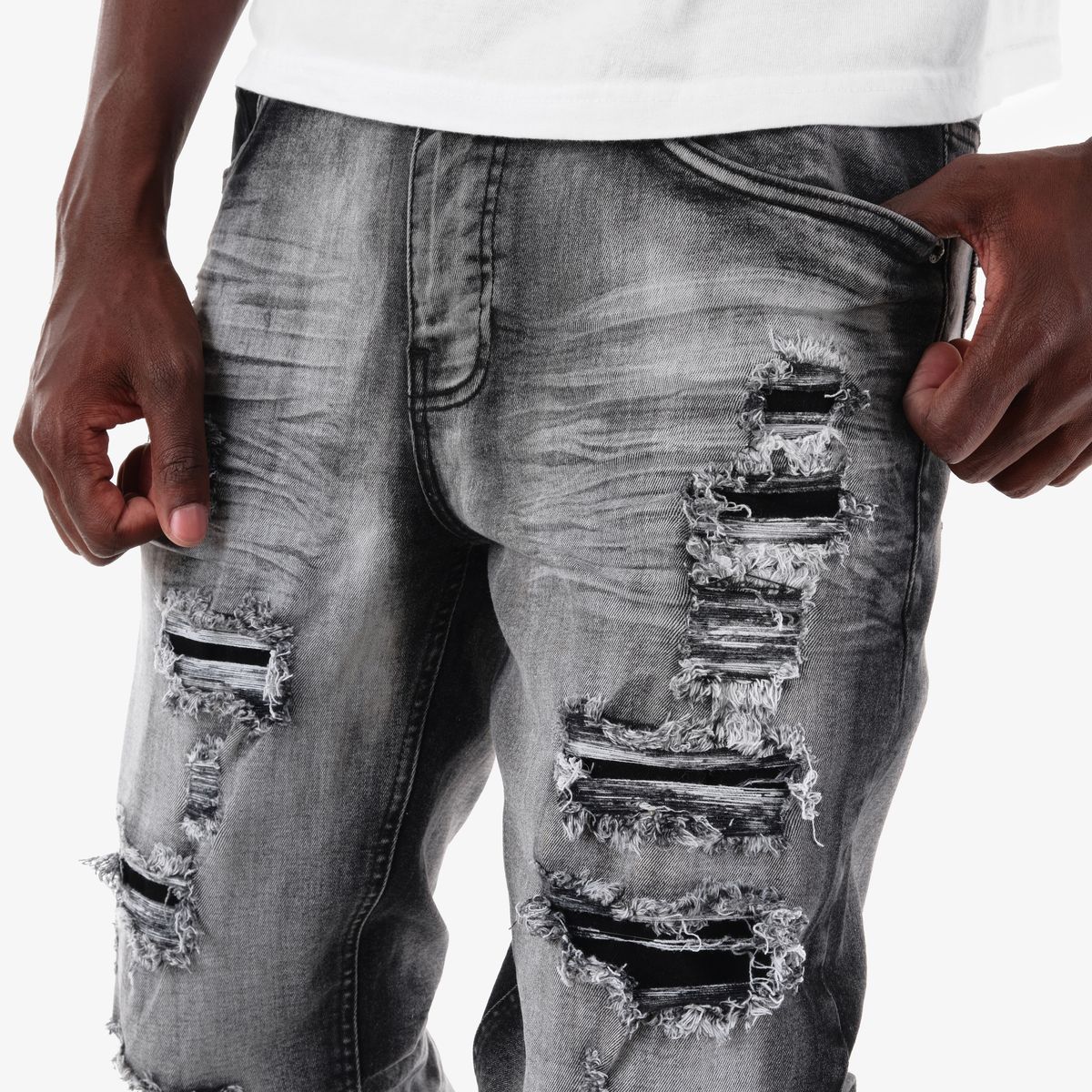 CR Shadow Black Rip w/ Backing Jeans