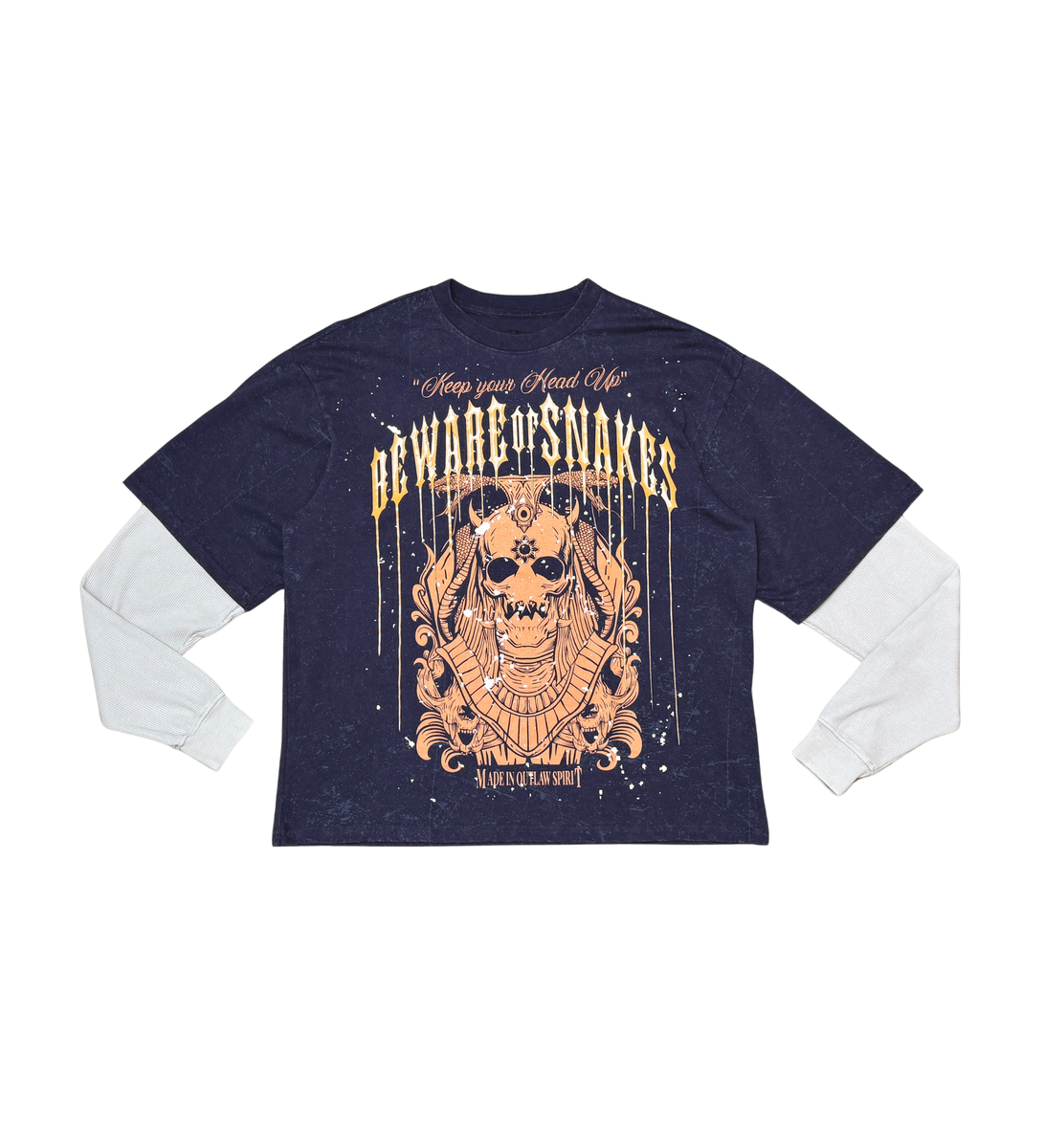 Beware Snakes LS T-Shirt - Navy