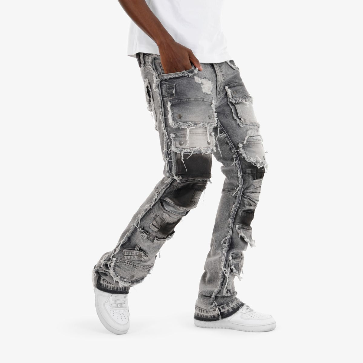 Gray/Black Premium Stacked Jeans