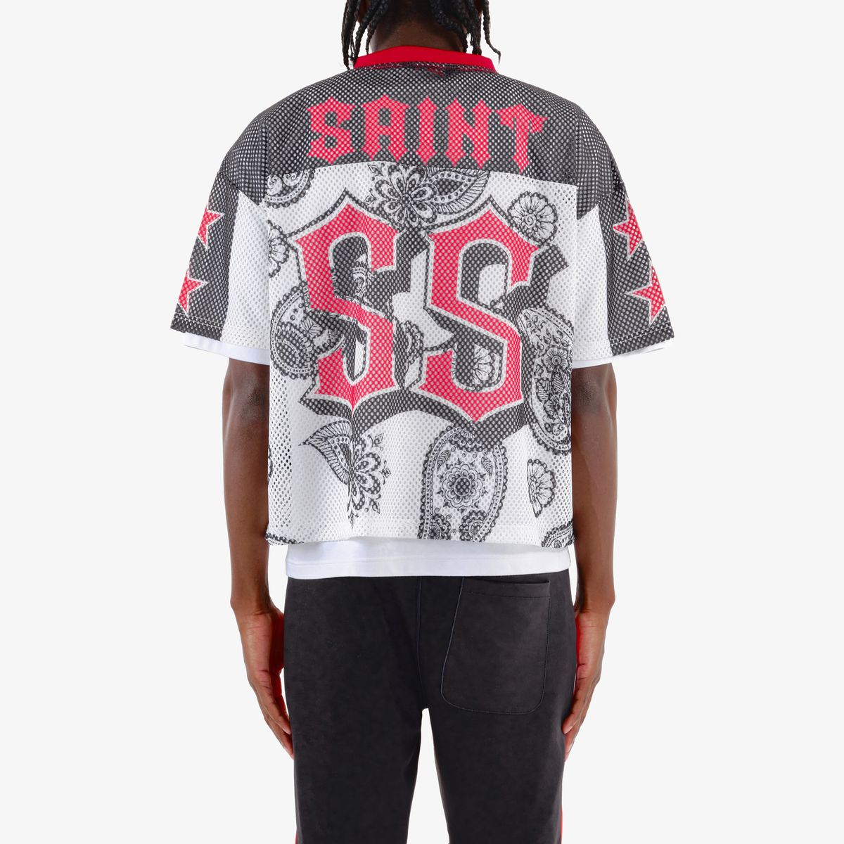 CR SS Saint Crop Shirt - Blk/Wht/Red