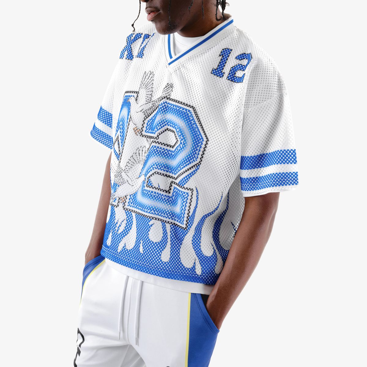 CR XX12 Twelve Crop Shirt - White/Blue