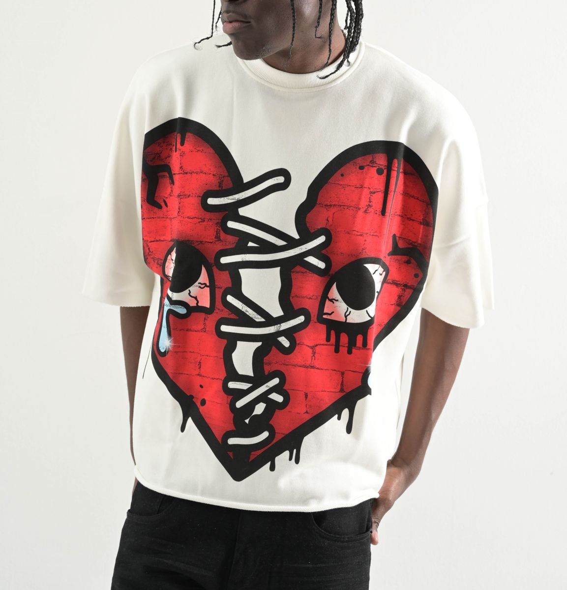 Oversize Heart Crop Shirt