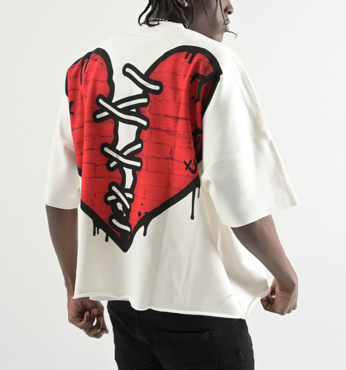 Oversize Heart Crop Shirt