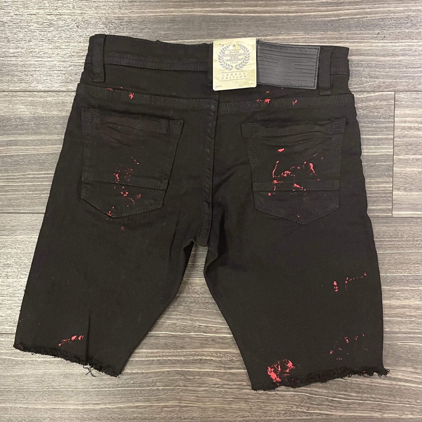 JC Junior boys blk/red paint splatter shorts