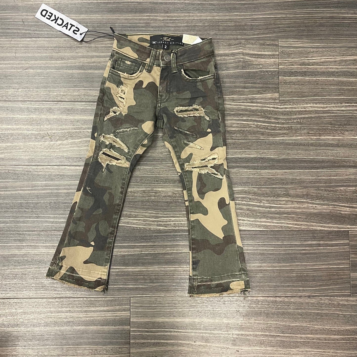 Kids Camo stacked Jeans