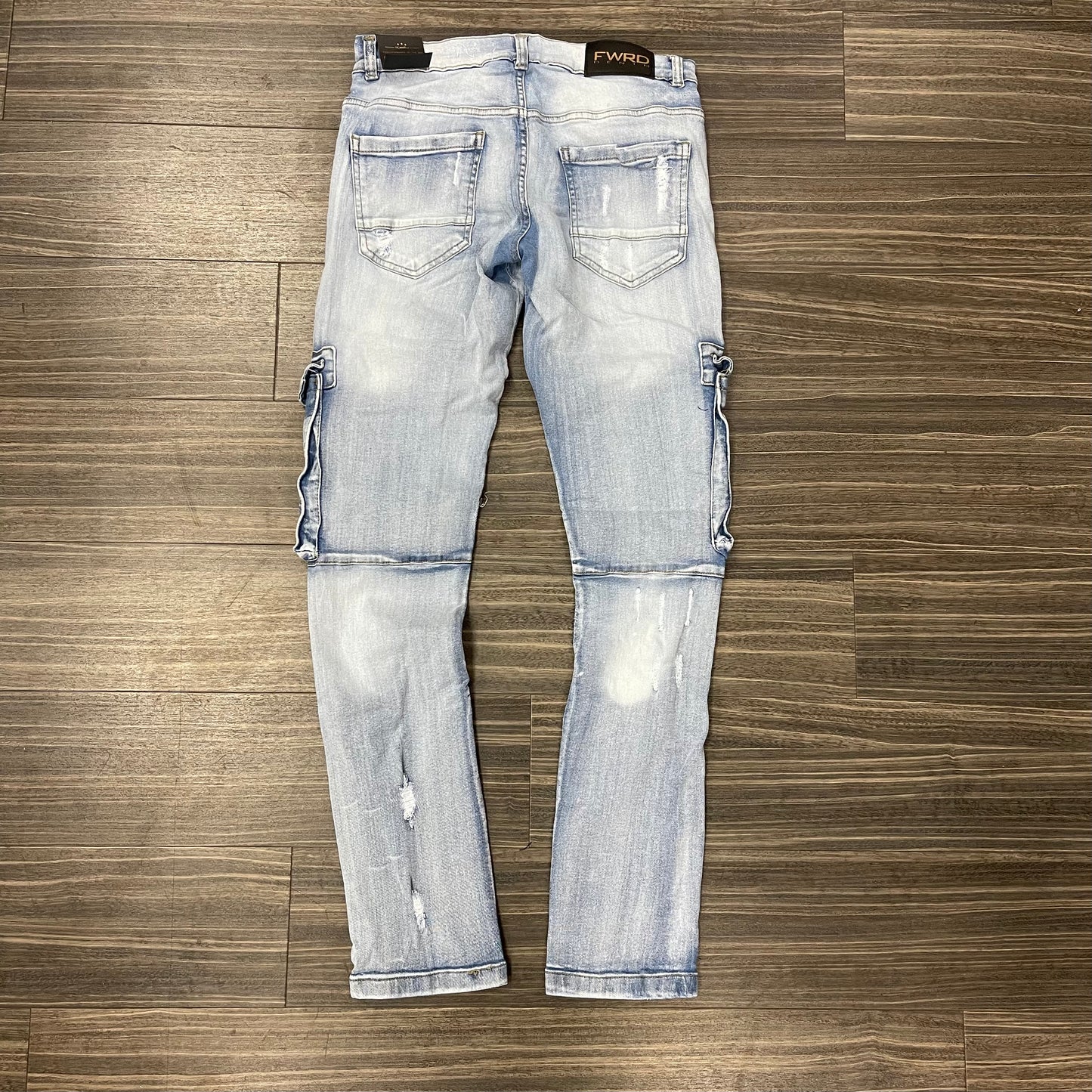 Washout Repaired Denim/Ice Blue
