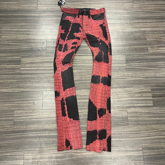 Gauze Deni Stacked Jeans/Ruby