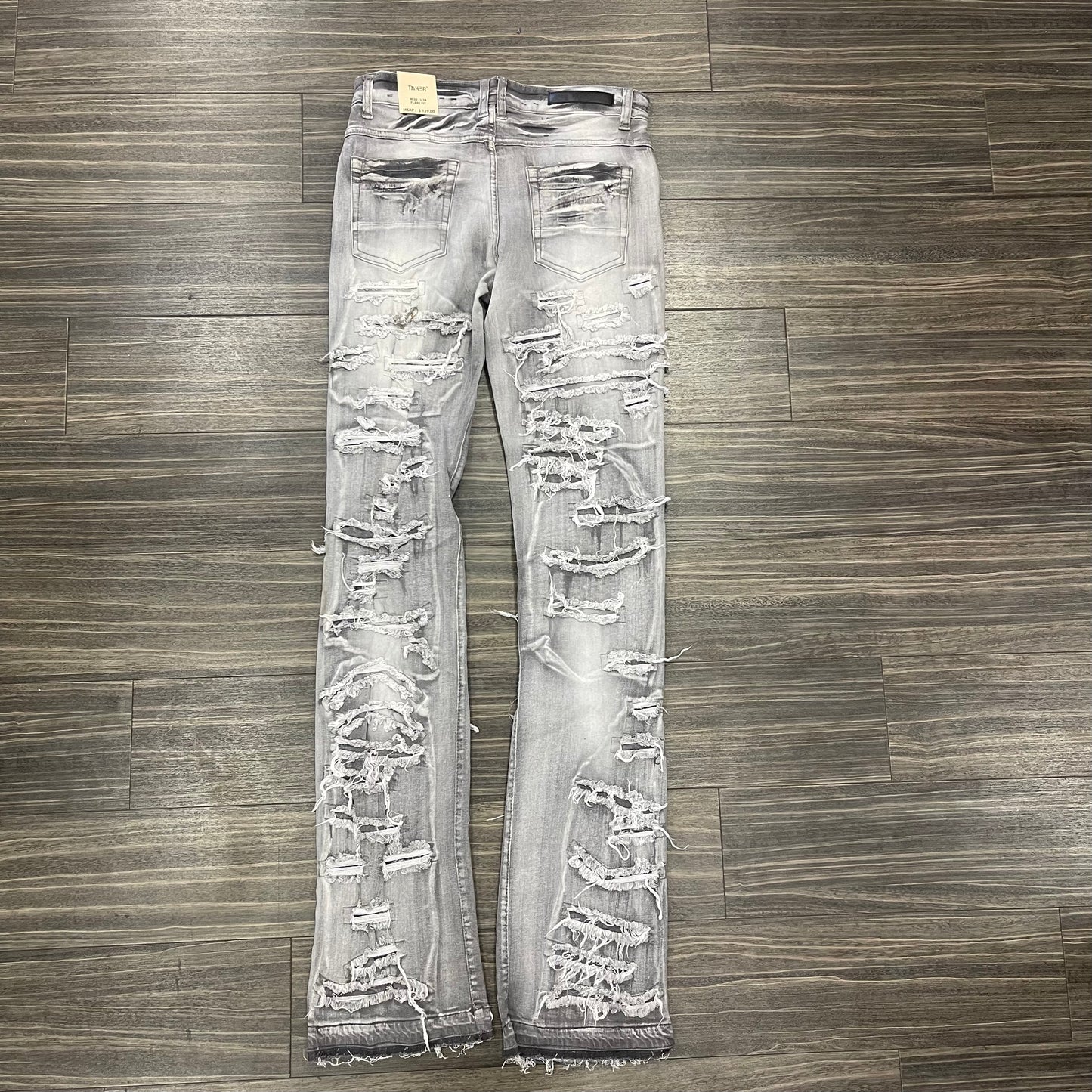 Stacked jeans W Multi Rip/Grey