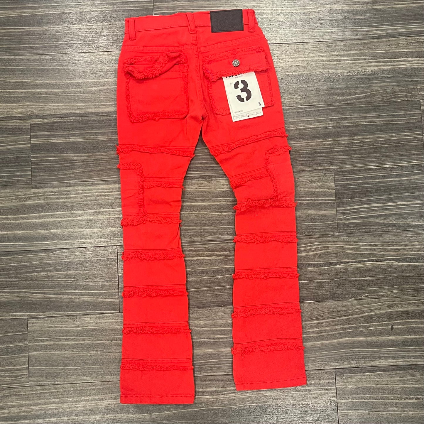 Kids Red Fit Stacked Jeans