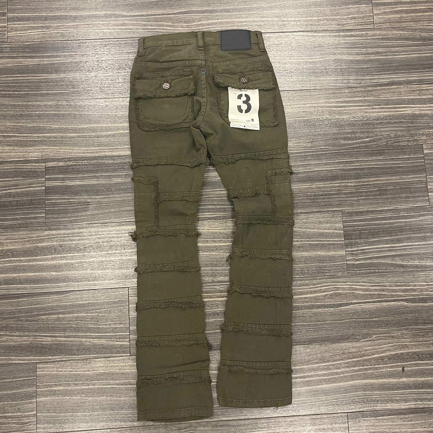 Kids Olive Green Fit Stacked Jeans
