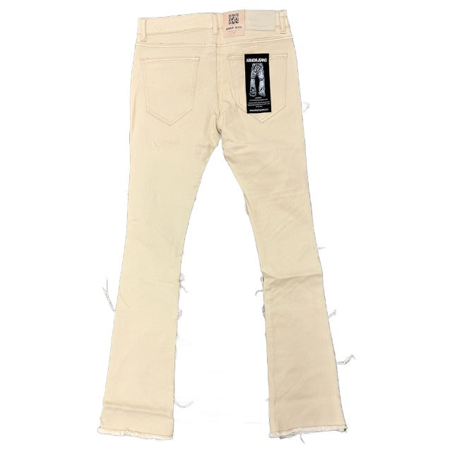 Khaki Slash Stacked Jeans