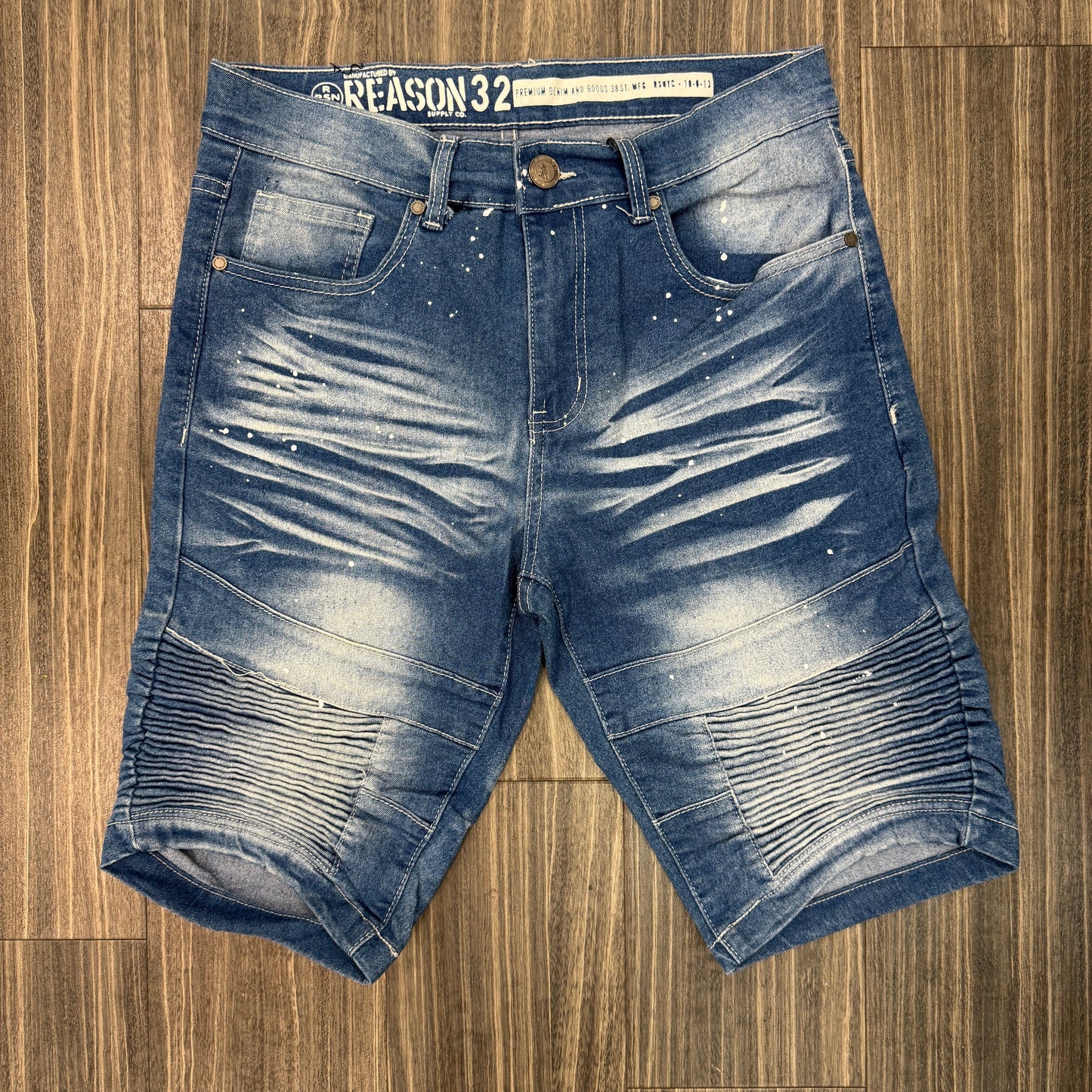 Light Blue Biker Jean Shorts