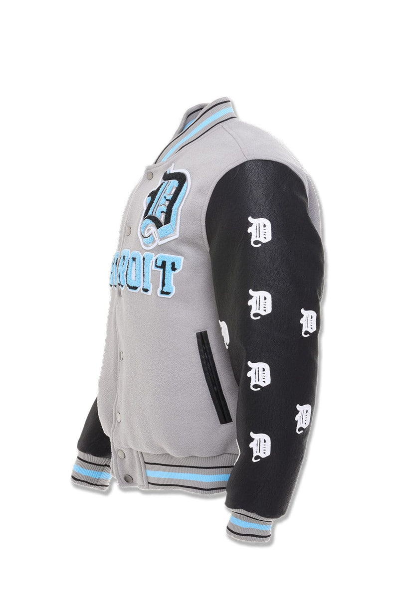JC Detroit Varsity Jacket - Lion Grey