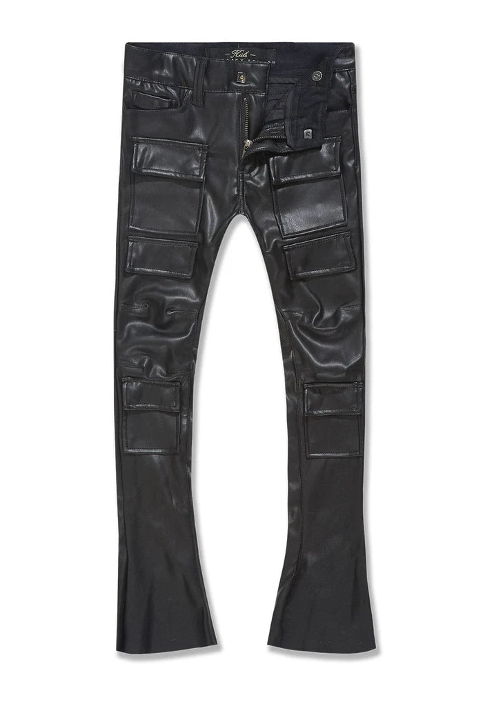 Kids Vegan Leather Stacked Pants