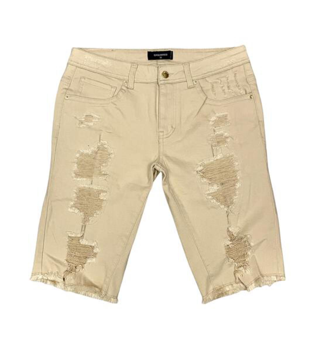 GSQ Ripped Shorts - Light Khaki