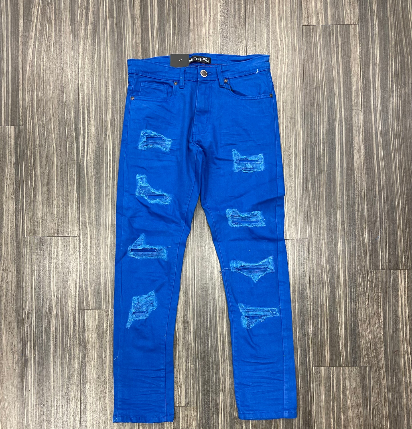 Twill Ripped Pants Stretch/Royal