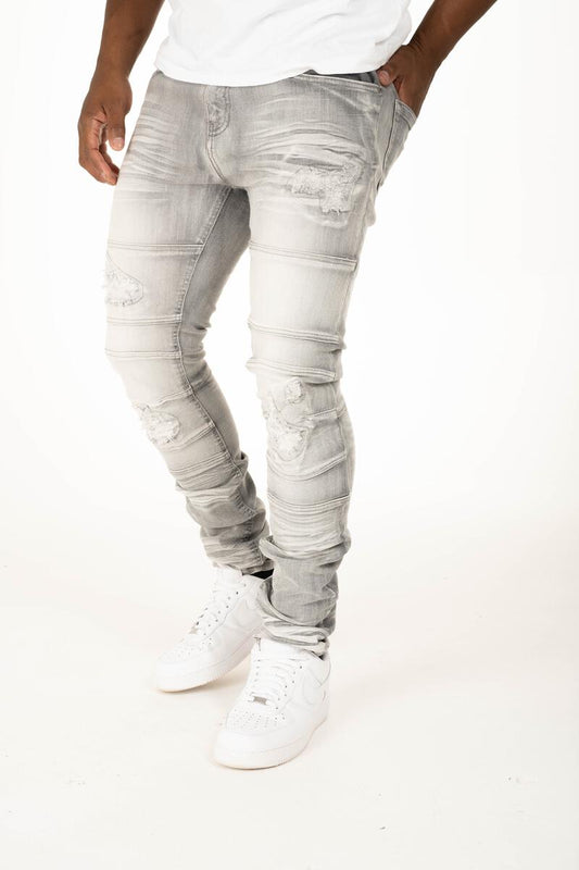 Grey Stretch Denim