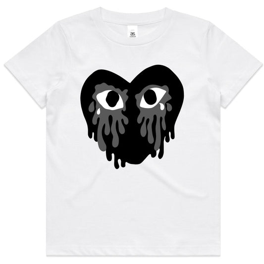 Kids Black Crying Heart T-Shirt