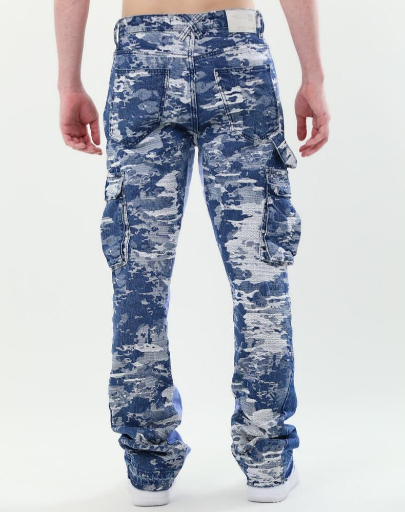 Light Blue Camo Stacked Jeans
