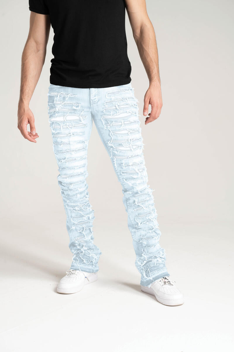 Light Ice Blue Stacked Jeans