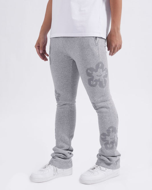 Tear Drip Stacked Joggers Gray