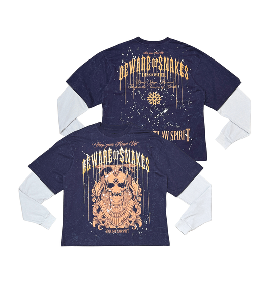 Beware Snakes LS T-Shirt - Navy