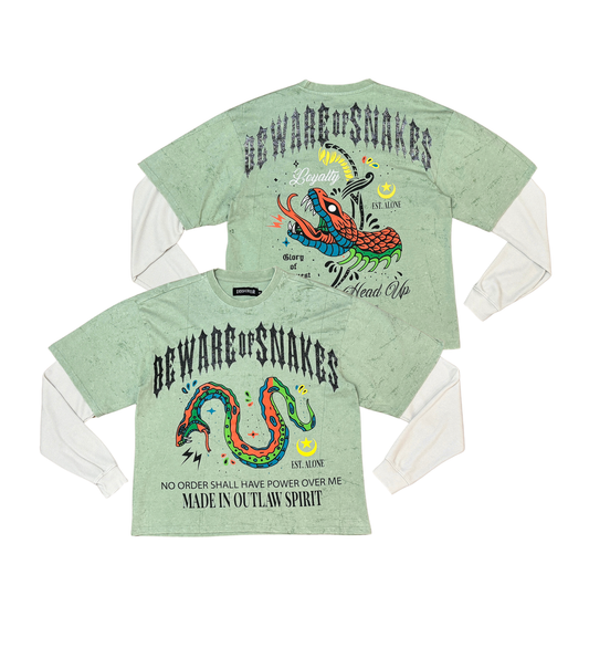 Beware Snakes LS T-Shirt - Sage Green