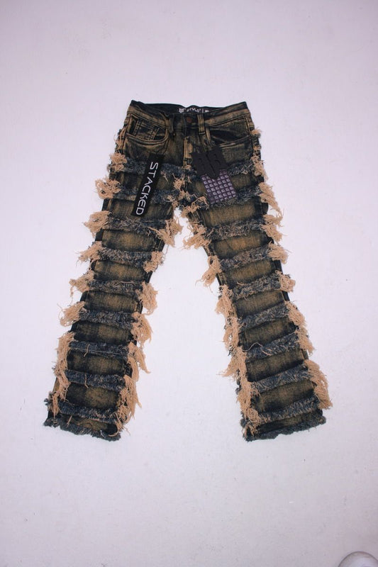Kids Tint Frayed Stacked Jeans
