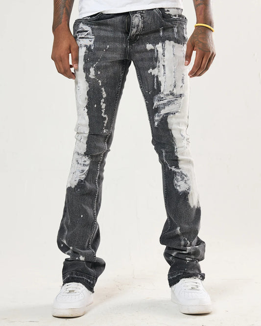 Extreme Fade Black Wash Stacked Jeans