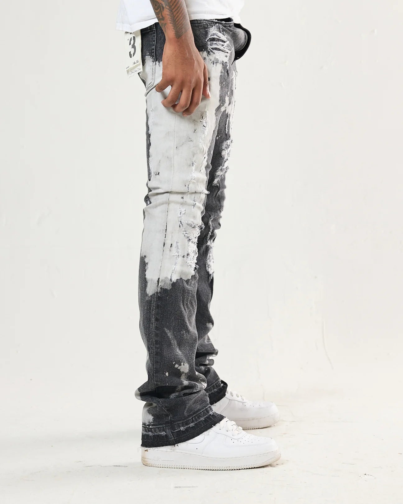 Extreme Fade Black Wash Stacked Jeans