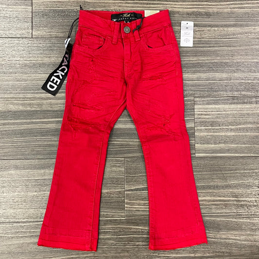 Big Kids Red Stacked Jeans