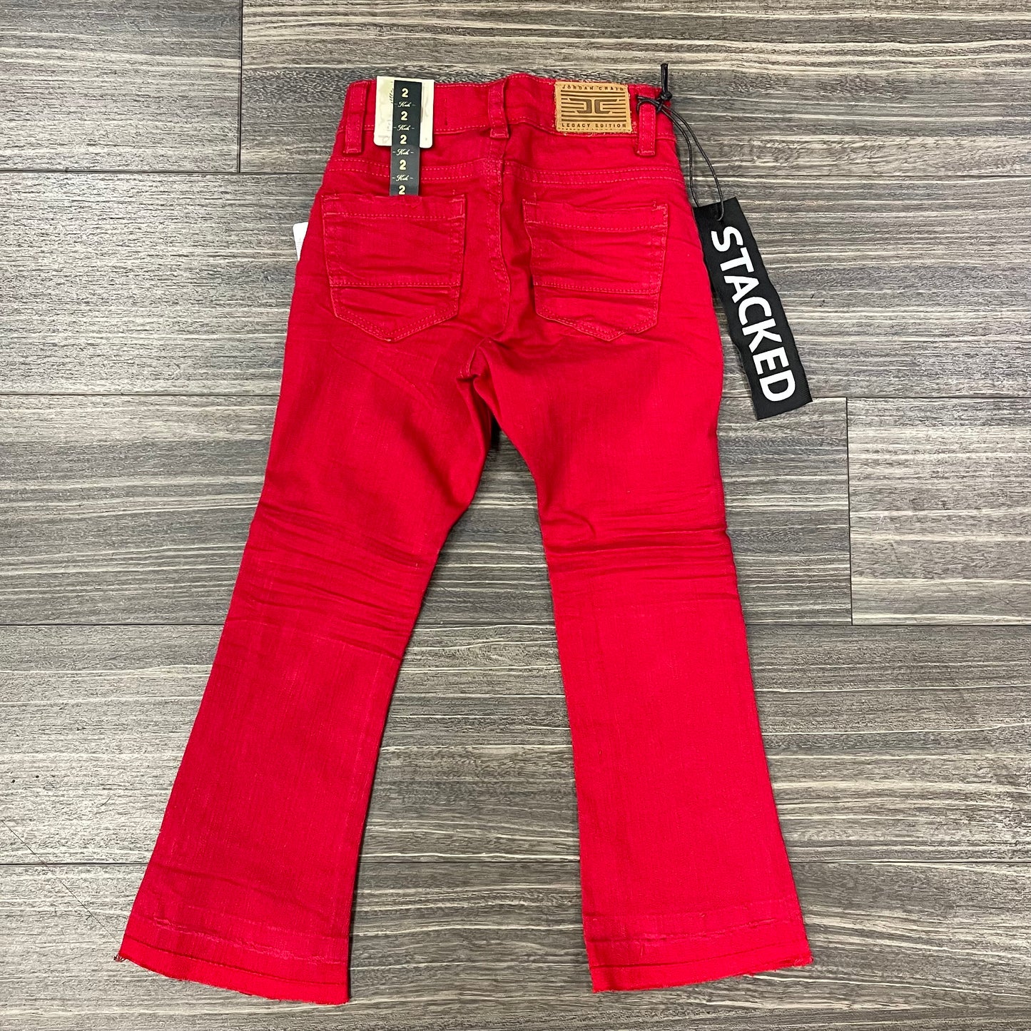 Kids Red Stacked Jeans