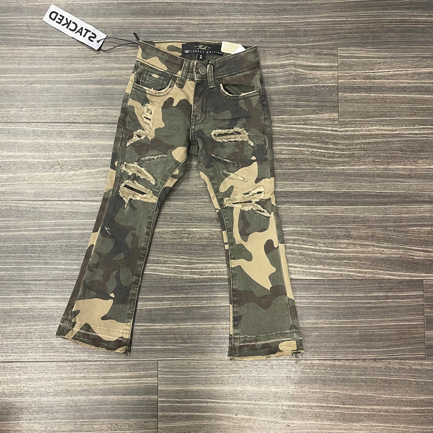 Junior Kids Camo Stacked Jeans