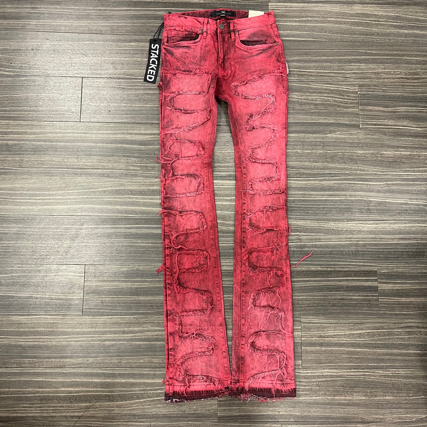 Stacked Inseam Jeans/Red