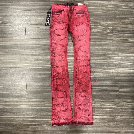 Kids Stacked Inseam Jeans/Red