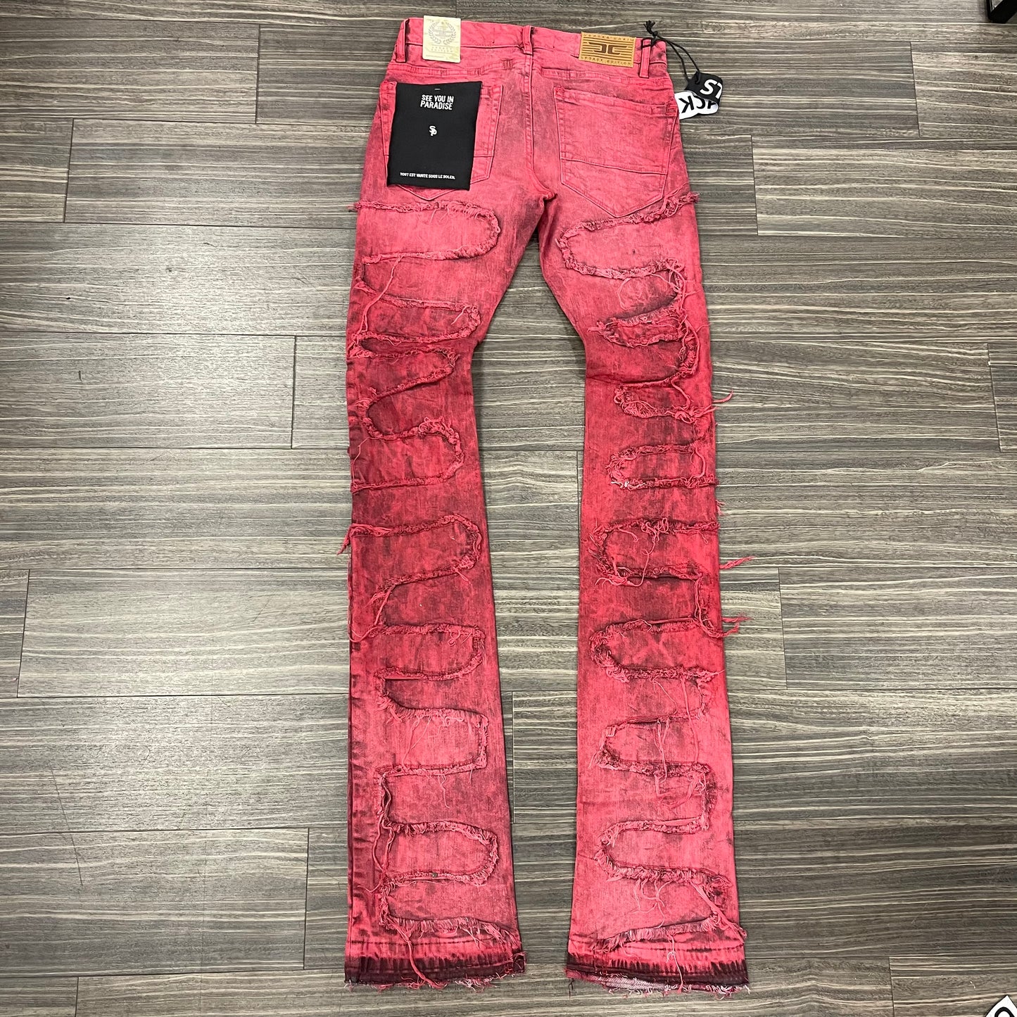 Stacked Inseam Jeans/Red