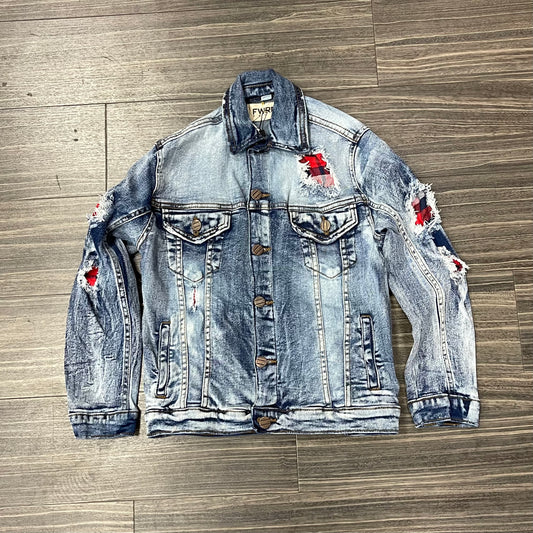 Kids Rugged Plaid DenimJacket /Red