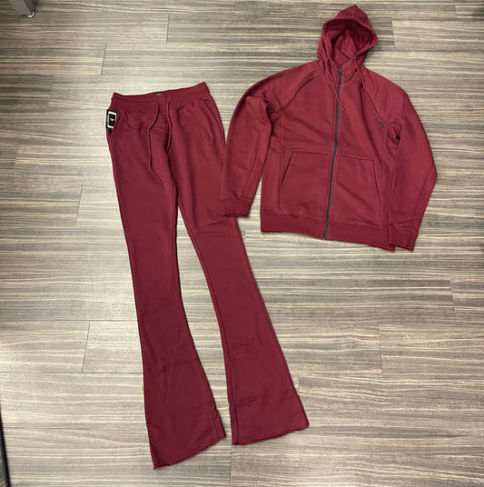 Stacked Jogger Set/Wine