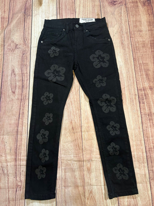 Kids Flower Tears Jeans - Black