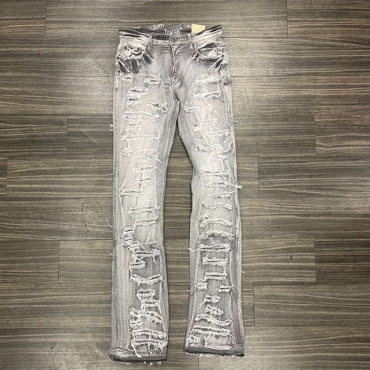 Stacked jeans W Multi Rip/Grey