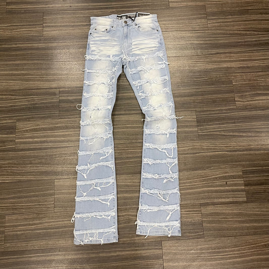 Shred stacked Jeans/Lt Blue