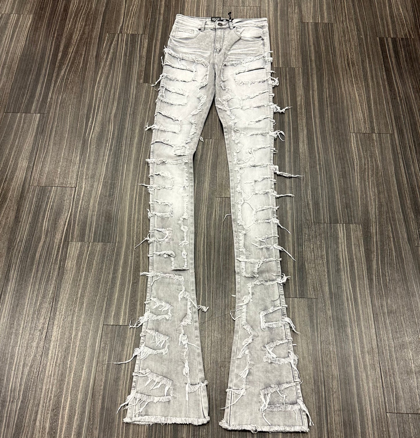 Super Stacked Shred Jeans/Grey