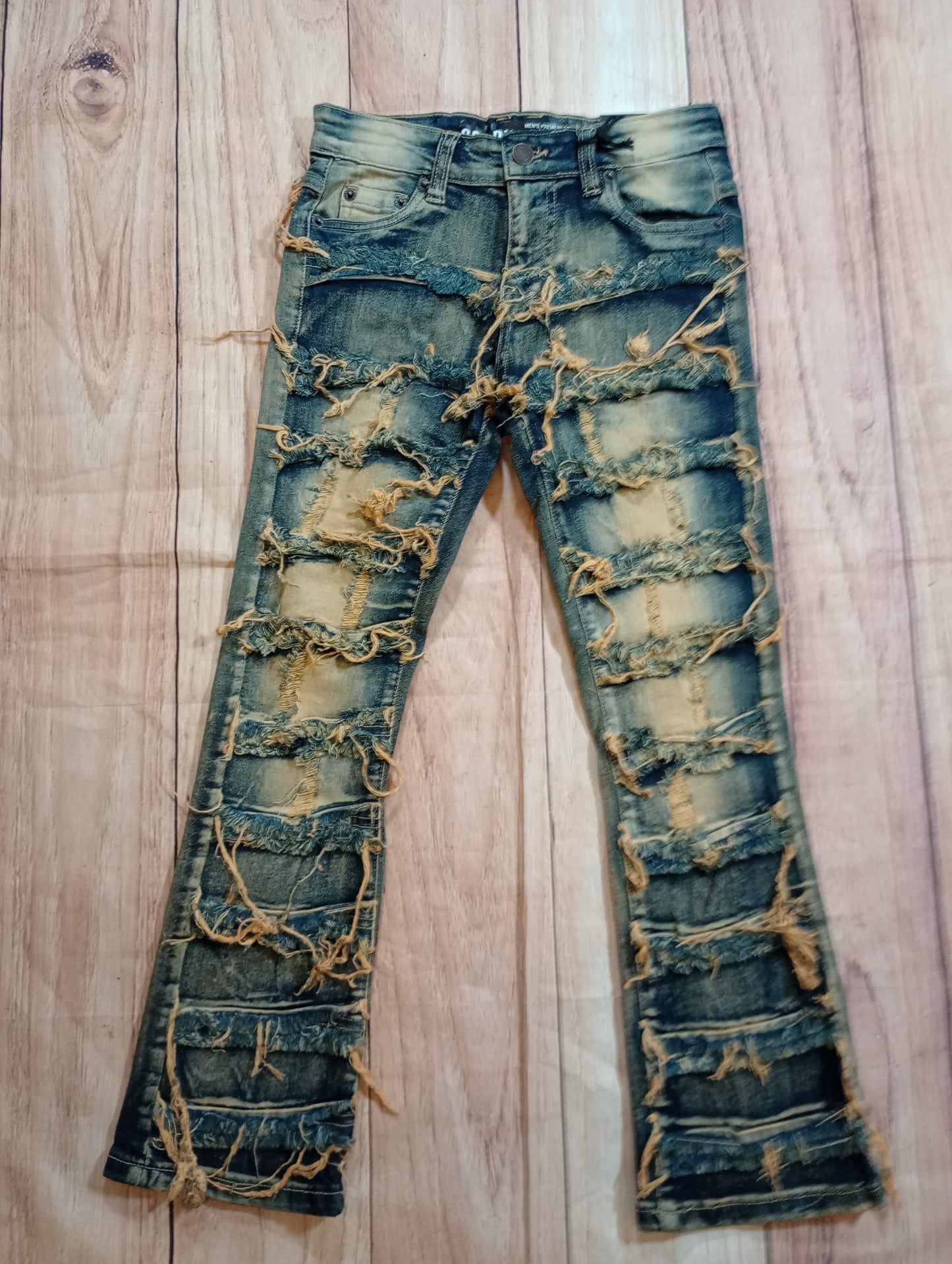 Multi Frayed Stacked Jeans
