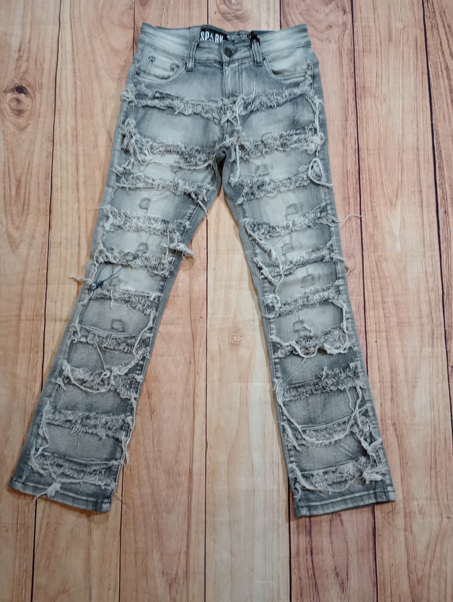 Multi Frayed Stacked Jeans