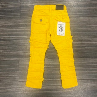 Kids Yellow Fit Stacked Jeans