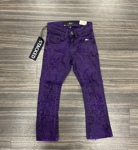 Kids Purple Stacked Jeans