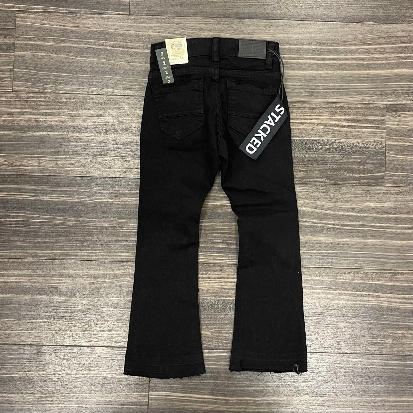 Kids Black Stacked Jeans