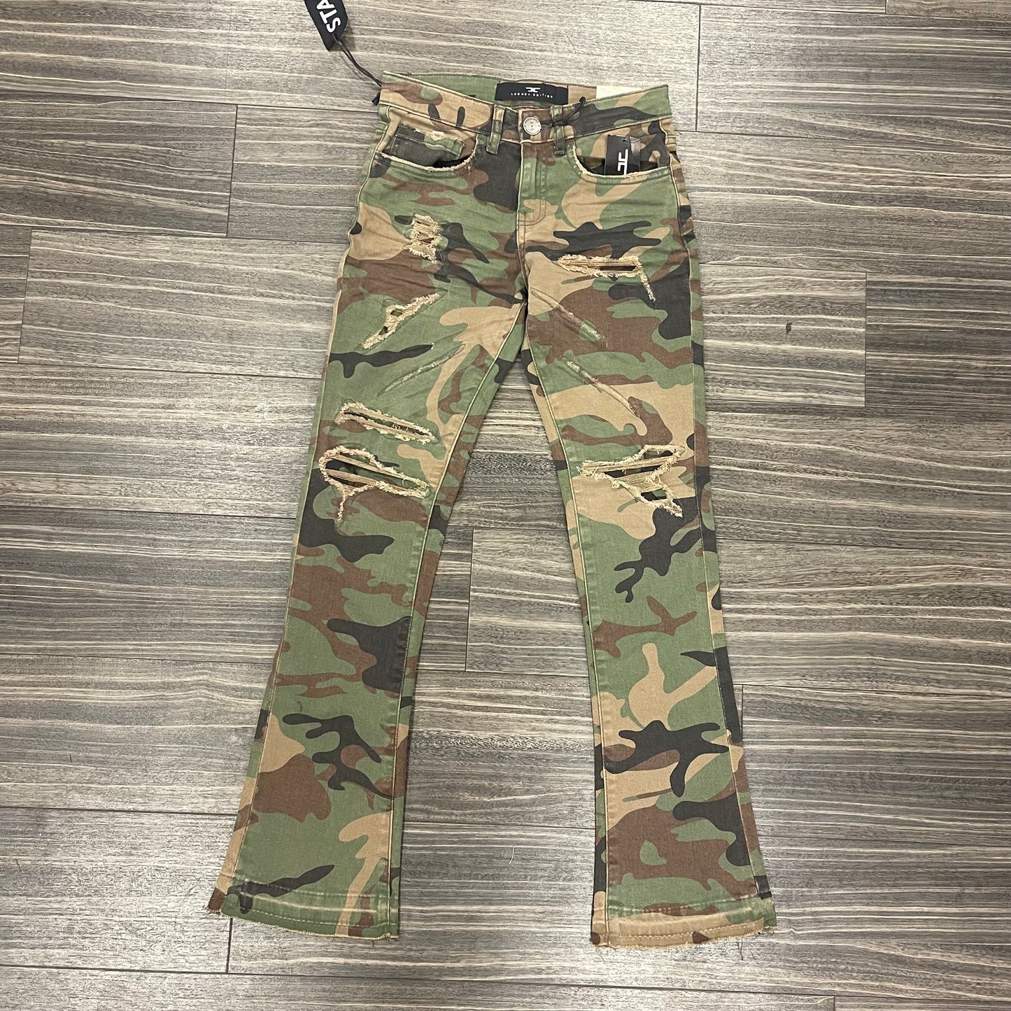 Kids Vintage Camo Stacked Jeans