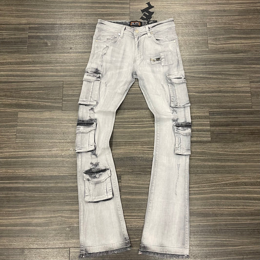 Kids 687-Jr Grey Stacked Jeans